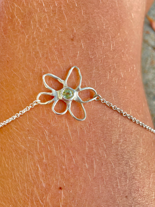 Green Tourmaline Flower Pendant