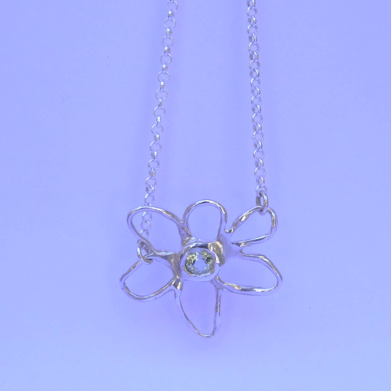 Green Tourmaline Flower Pendant